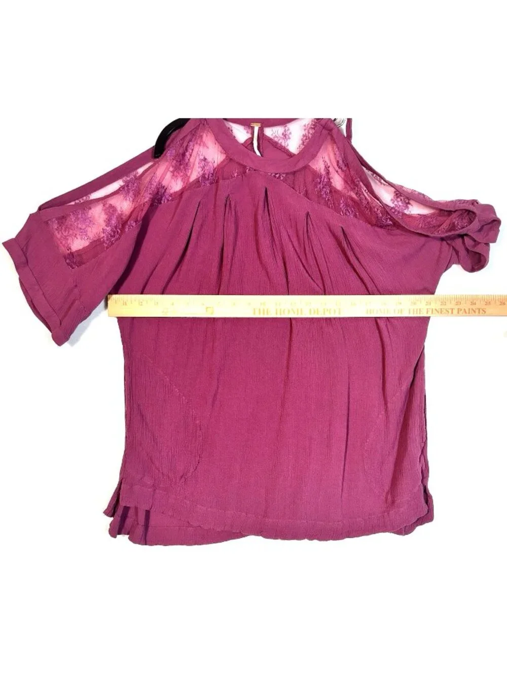 Free People Cold Shoulder Lace Cut Out Tunic Mauve Dusty Rose Oversized XS